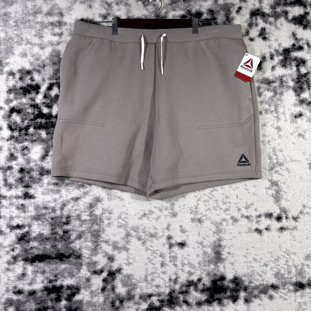 New Reebok Sweat Shorts Mens Size XXL Dull Beige Low Key Casual Comfort Stretch